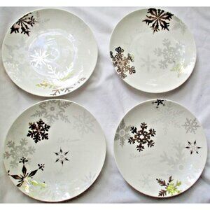 Restoration Hardware Let It Snow Snowflake Plates 8.25” - Set Of 4 Christmas